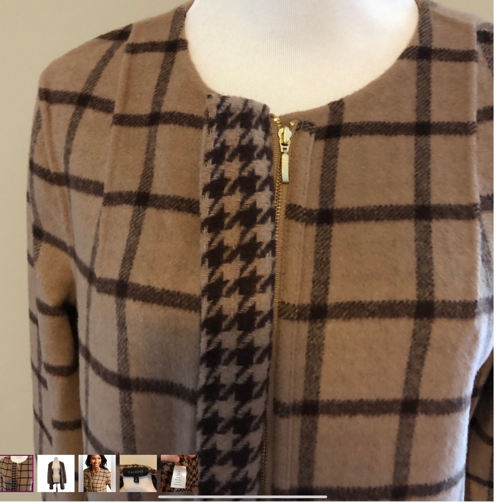 Talbot’s Women’s Windowpane Brown Plain Wool